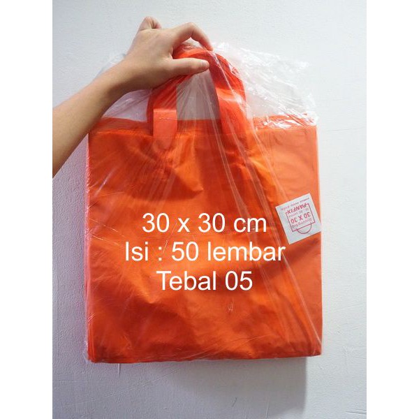 Tas belanja cangklong/shopping bag plastik/tas plastik tali handle 30 x 30 cm Panfix