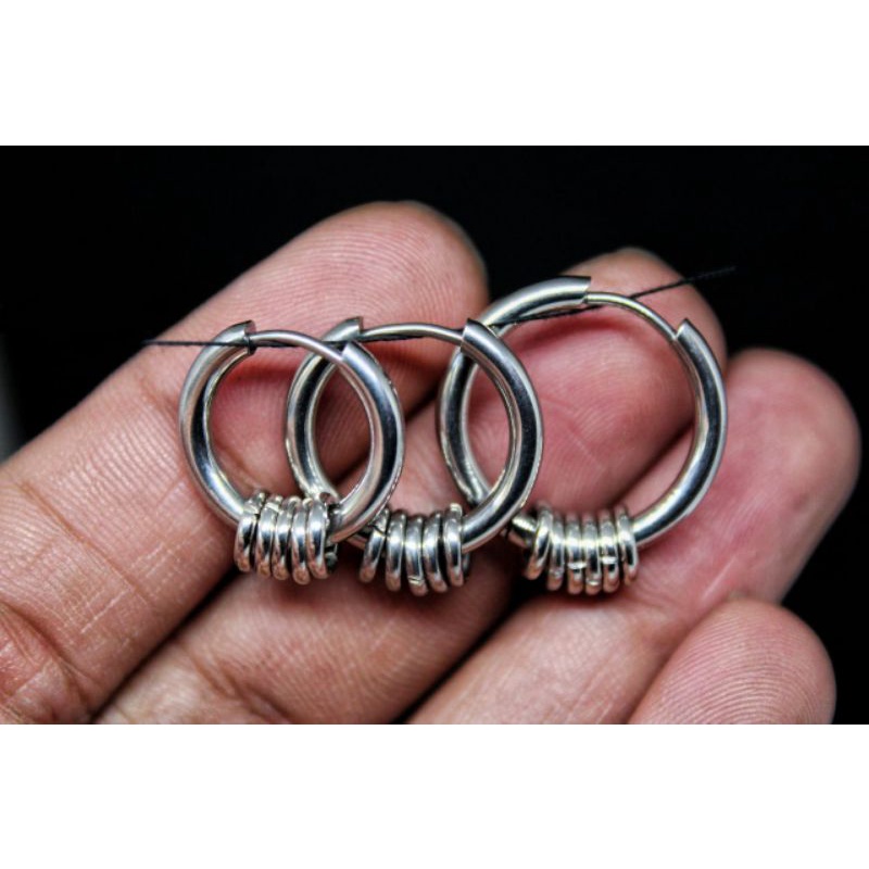 Anting hoop Ring Baja Titanium 3 variasi ukuran