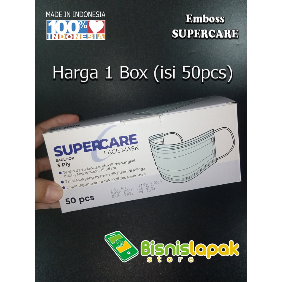 Masker earloop supercare 3Ply / masker emboss non medis kemenkes