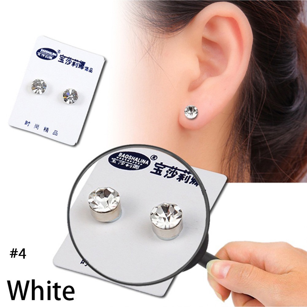 1 Pasang Anting Stud Magnetik Kristal Berlian Imitasi Ukuran 6mm Untuk Terapi Kesehatan Penurunan Berat Badan