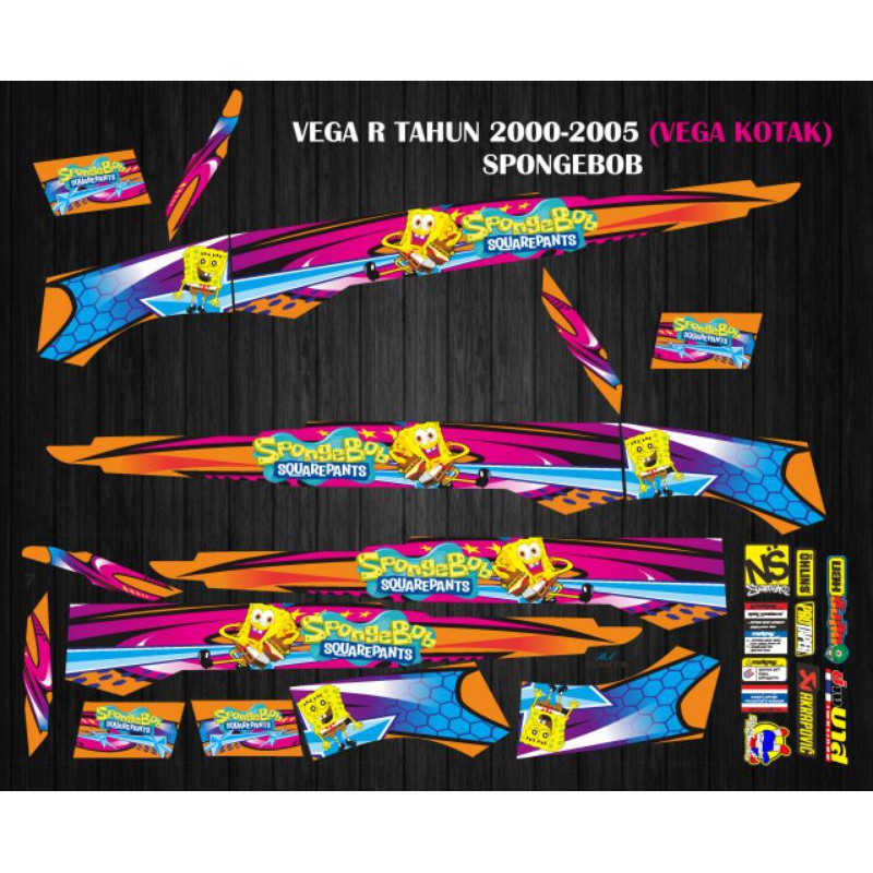 STIKER STRIPING DECAL VARIASI VEGA R 2000-2005 SPONGEBOB