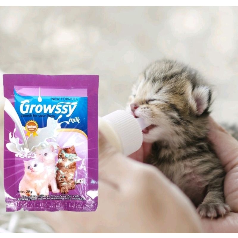 Susu Kucing Growssy Milk Sachet 20gr Kitten Cat 20 gram Baby Milk 0 - 2 bulan / Bayi Kucing Cat Milk