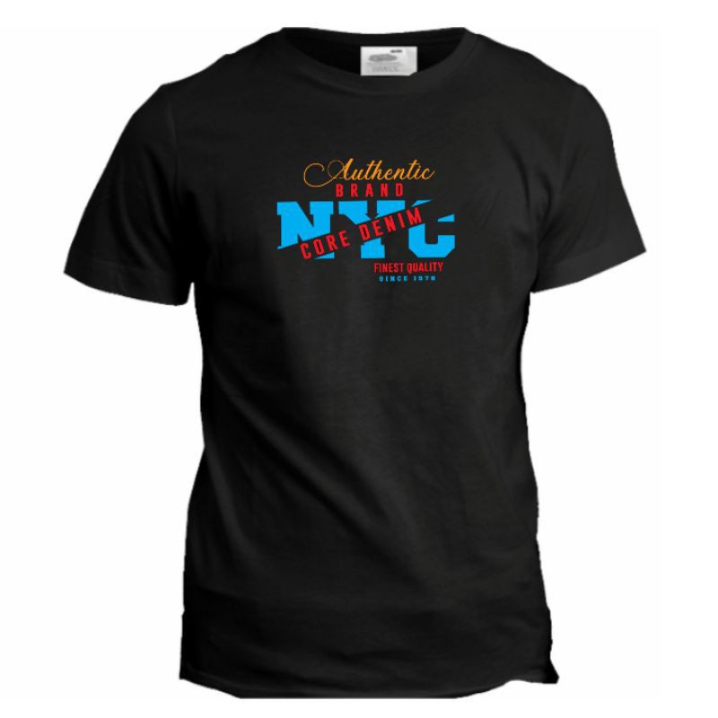 KAOS DISTRO PRIA TULISAN CORE DENIM COMBAD 24S DEWASA DAN ANAK - BLACK SERIES