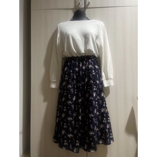 Dress bunga panjang glacier lengen panjang premium vintage pl