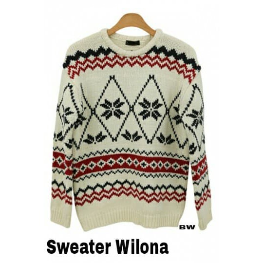 [Sweater wilona RO] sweater wanita rajut putih hitam