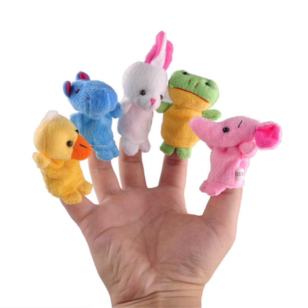 10Pcs / Pack Boneka Puppet Jari Bentuk Binatang Bahan Plush untuk Edukasi