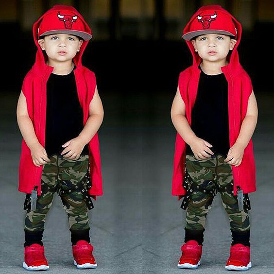 Setelan Army Hoodie Outer Red Anak Laki