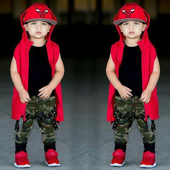 Setelan Army Hoodie Outer Red Anak Laki