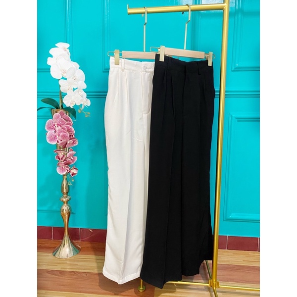 C-002| Flowy Pants - Monochrome Series | Kulot Putih | Celana Putih | Celana Hitam | cewek mamba