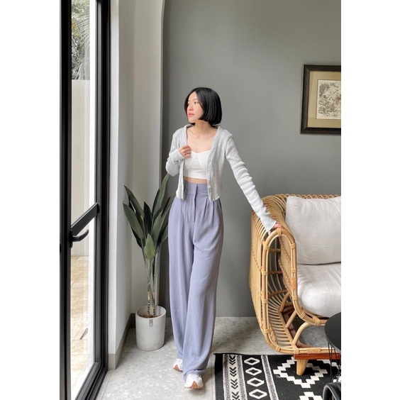 Celana Kulot Bahan Crinkle Oliver Highwaist Pants