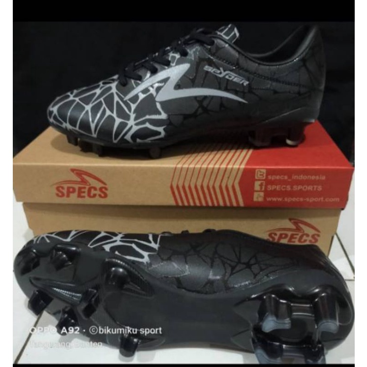 SEPATU BOLA SPECS SPYDER FG HITAM SEPAK BOLA SPORT-Hitam silver