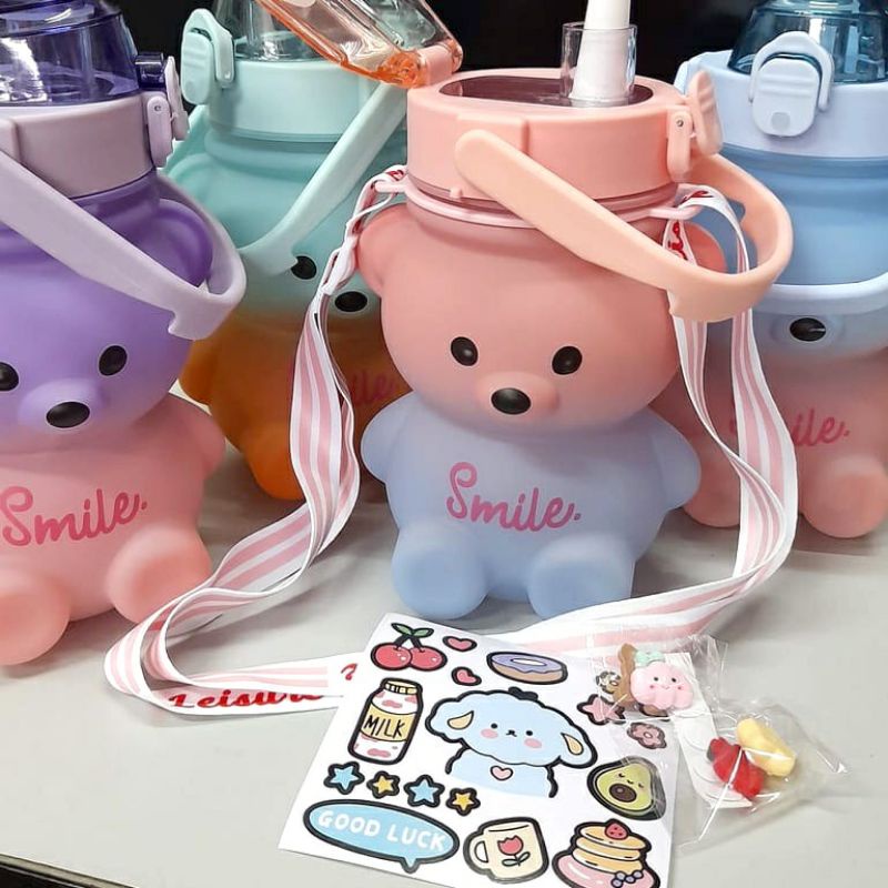 KD1 Botol Smile Bear Gradasi &amp; Transparan Milenial