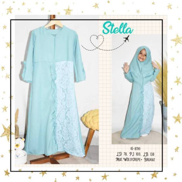 STELLA SYARI KIDS Bahan WOLYCRAPE Gamis Anak 7-9 tahun Tanggung Terbaru 2020  Murah Kekinian Terbaru