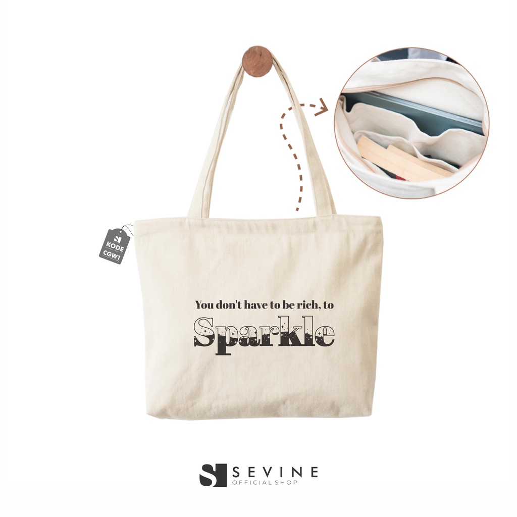 Sevine Tote Bag Kanvas Emily Tas Resleting Wanita Kuliah Fashion Laptop Totebag Quotes Aesthetic Vintage Series - CGW