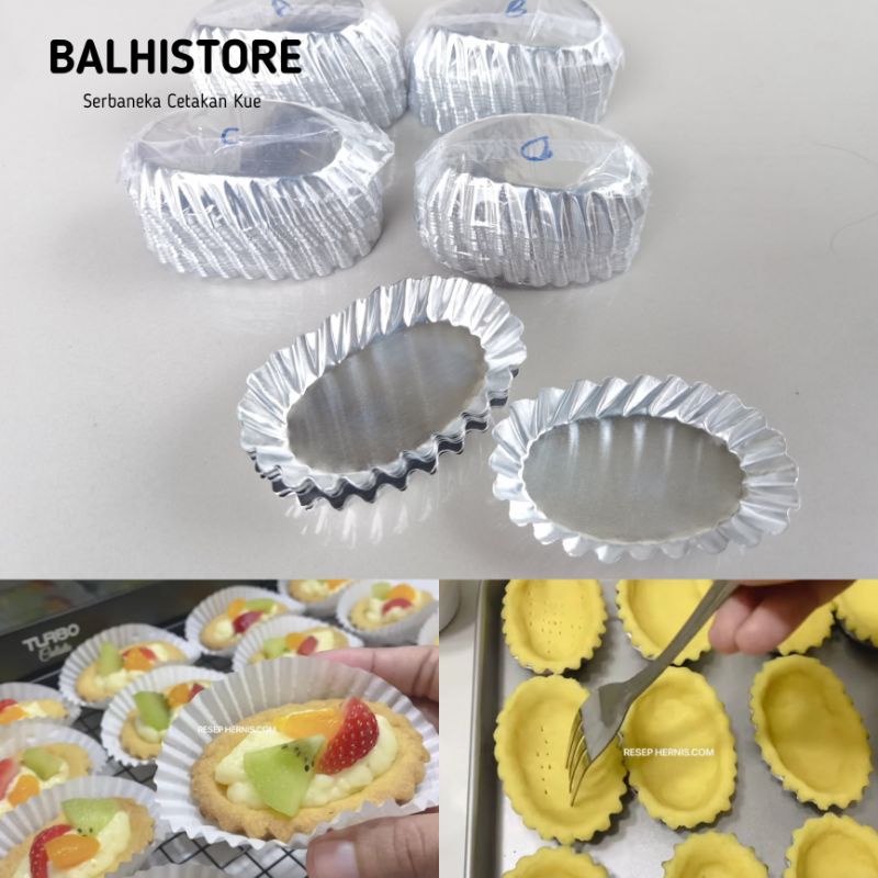 20pcs Cetakan Kue Pai Oval / Loyang Kue Pai Sus Oval Aluminium