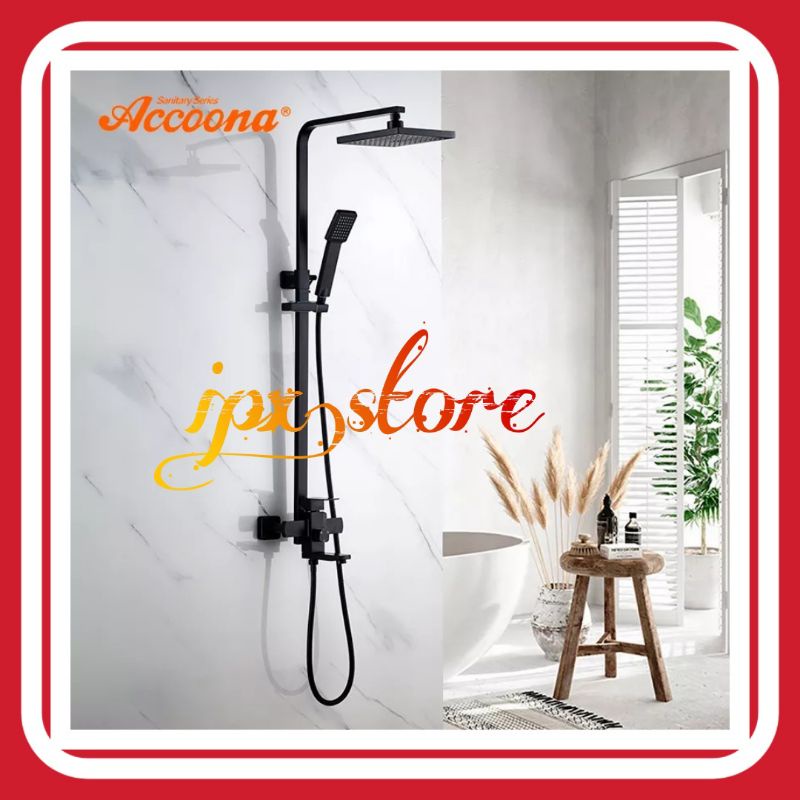 SHOWER TIANG COLUMN SET PANAS DINGIN HITAM/BLACK MEWAH BERKUALITAS BAHAN STAINLESS/SUS 304 NEW MODEL