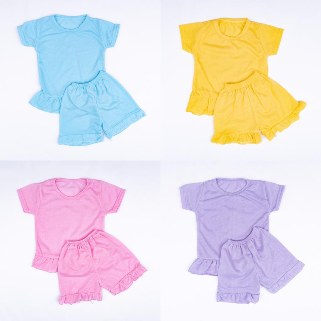 SETELAN RUFFLE SET POLOS / SETELAN ANAK PEREMPUAN POLOS / SETELAN BALITA POLOS