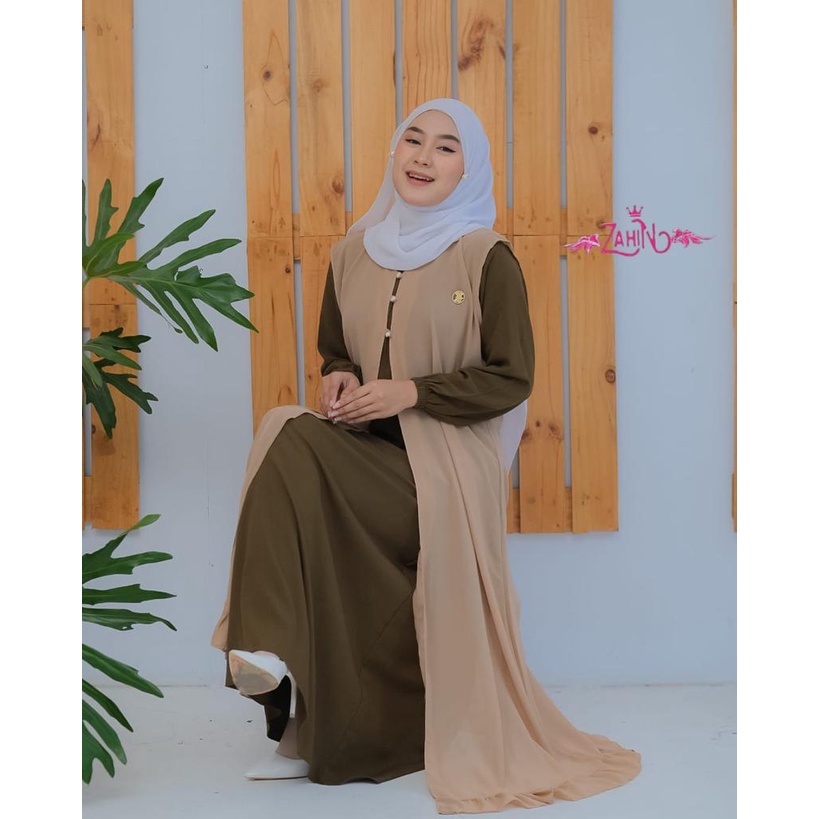 HITANA CELLIN DRESS + OUTHER ORI ZAHIN NEW MODEL LEBARAN ITYCREPE MIX CERUTY PREMIUM BISA DILEPAS