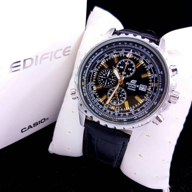 Jam Tangan Pria Casio Edifice EF-527 Leather Black Original B*M