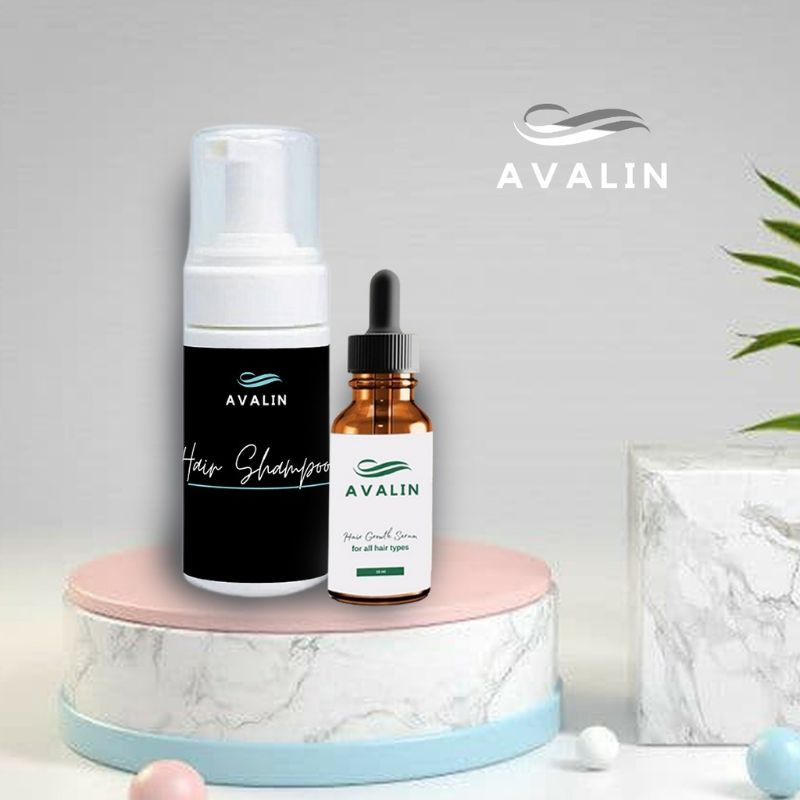 AVALIN PAKET Hair Growth Serum Oil + Hair Grow Shampoo (Hair Treatment Rambut Lembut Lebat)