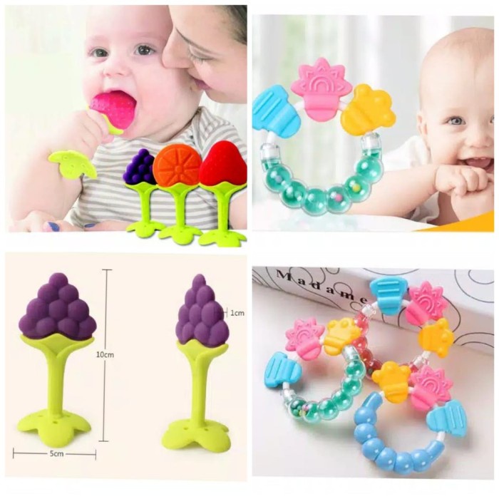 MAINAN GIGITAN BAYI BABY TEETHER BUAH / TEETHER KERINCING / RATTLE BAYI