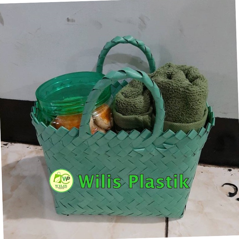 Tas Anyaman Plastik Murah Polos Mini Keranjang Belanja untuk Bingkisan Hampers Souvenir Parcel Pernikahan Ulang Tahun