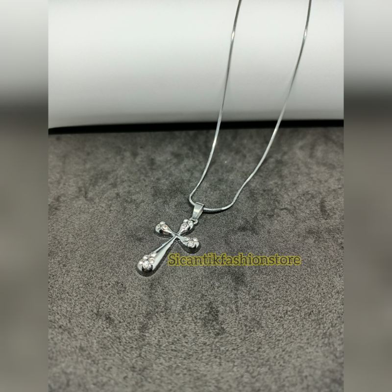 PROMO Kalung Titanium liontin Salib terlaris anti Karat selamanya