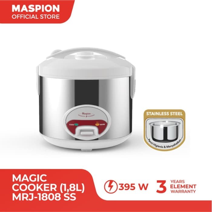 Maspion Magiccom Stainless 1,8 Liter MRJ 1808SS - 1808 SS  Magic Com Rice Cooker 1,8L Original