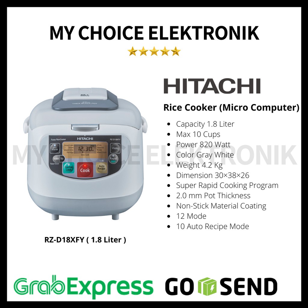 Hitachi Rice Cooker 1.8L Putih RZ-D18XFY