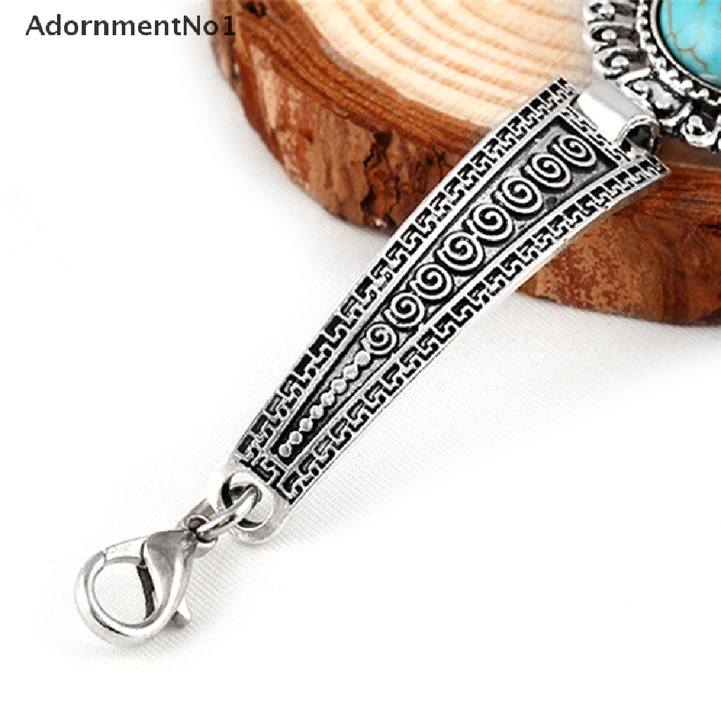 (AdornmentNo1) Gelang Bangle Cuff Silver Tibet Hias Turquoise Untuk Wanita