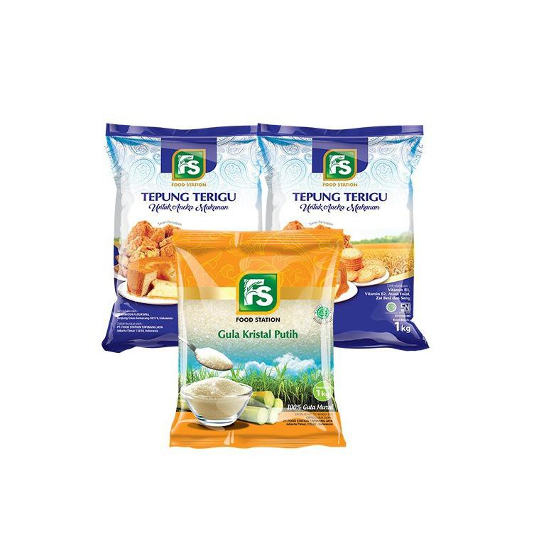 

SUPER PREMIU Food Station - Bundling : FS tepung Terigu 1 kg (2 pcs) plus FSGula Pasir 1 kg (1 pcs