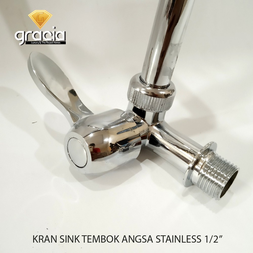 Kran Cuci Piring Pipa Wastafel Stainless Steel Model Tembok