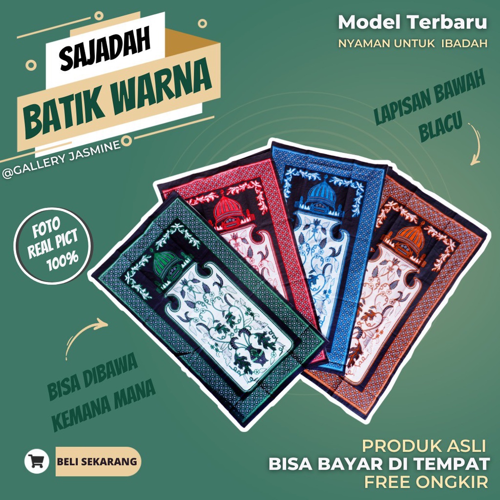 Sajadah Batik Katun warna blacu ukuran besar sajadah travelling traveling by galeryjasmine