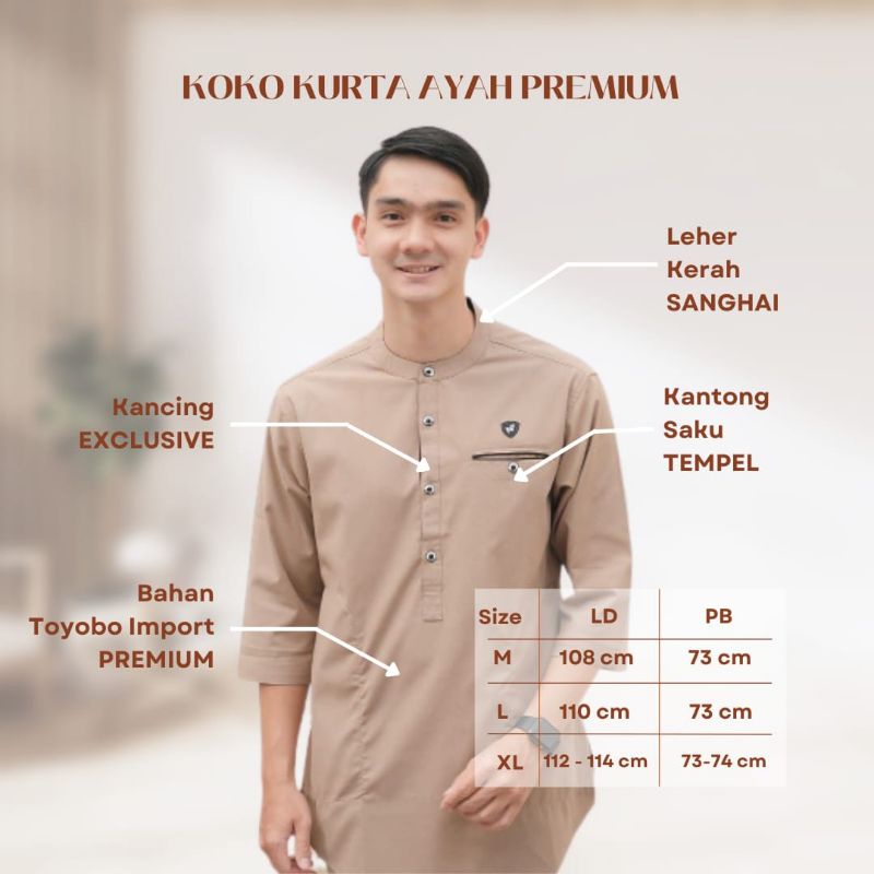 Baju Koko Couple Ayah Anak - Baju Koko Kurta Couple Murah - Atasan Koko Bahan Toyobo Import