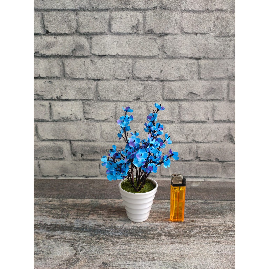 Paket Hemat Bunga Plastik Hias + Pot MF08-03A-2