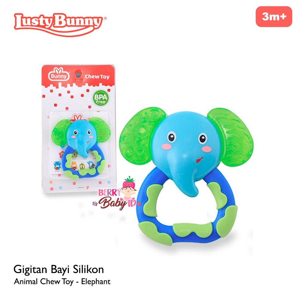 Lusty Bunny Gigitan Teether Bayi Animal Silikon Chew Toy Elephant Fox Monkey ADT8001 ADT8002 ADT8003 Berry Mart