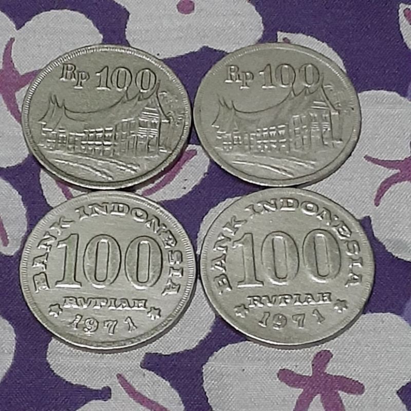 koin kuno uka uka 100 rupiah kelapa dua tahun1971