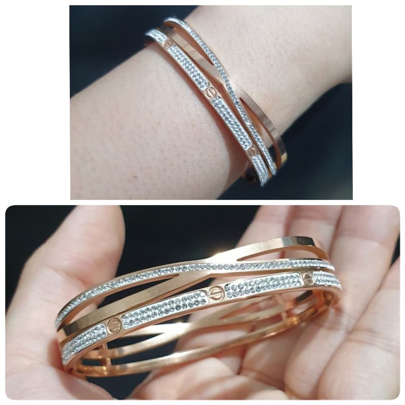 Gelang Titanium Rosegold Premium Quality tidak karatan gelang Stainless steel Branded Band