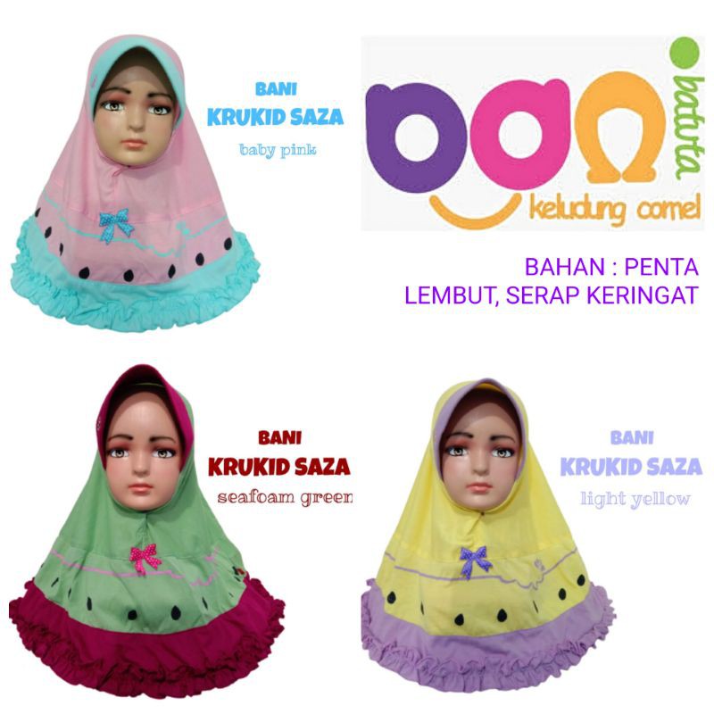 BANI BATUTA Kerudung Anak KRUKID SAZA Rabbani Hijab Jilbab Lucu