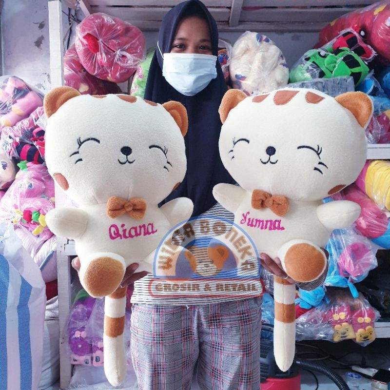 [1 HARI Jadi] ukir nama Boneka Kucing Cantik Size XL