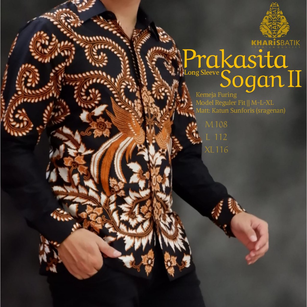 PRAKASITA SOGAN 2 KHARIS BATIKSOLOAMANAH KEMEJA BAJU BATIK PRIA SOLO LENGAN PANJANG PENDEK LAPIS FURING ATASAN BATIK PREMIUM MODERN KATUN HALUS JAMBUL BIRU GEBER MULYO KAWUNG WENING PRINGGODANI GARUDA MERAH BANU AUN PARANG SUNGU BANU GOWAS JAGAD WULUNG