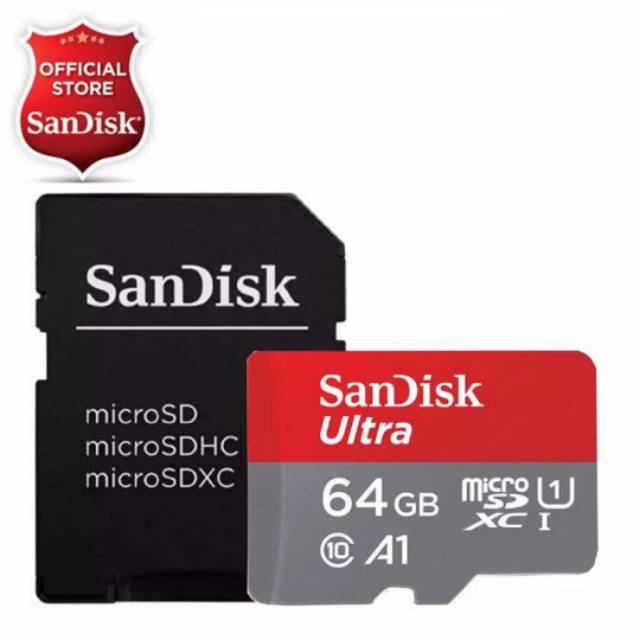 MEMORI SANDISK Ultra microSDXC UHS-I CARD with Adapter.
