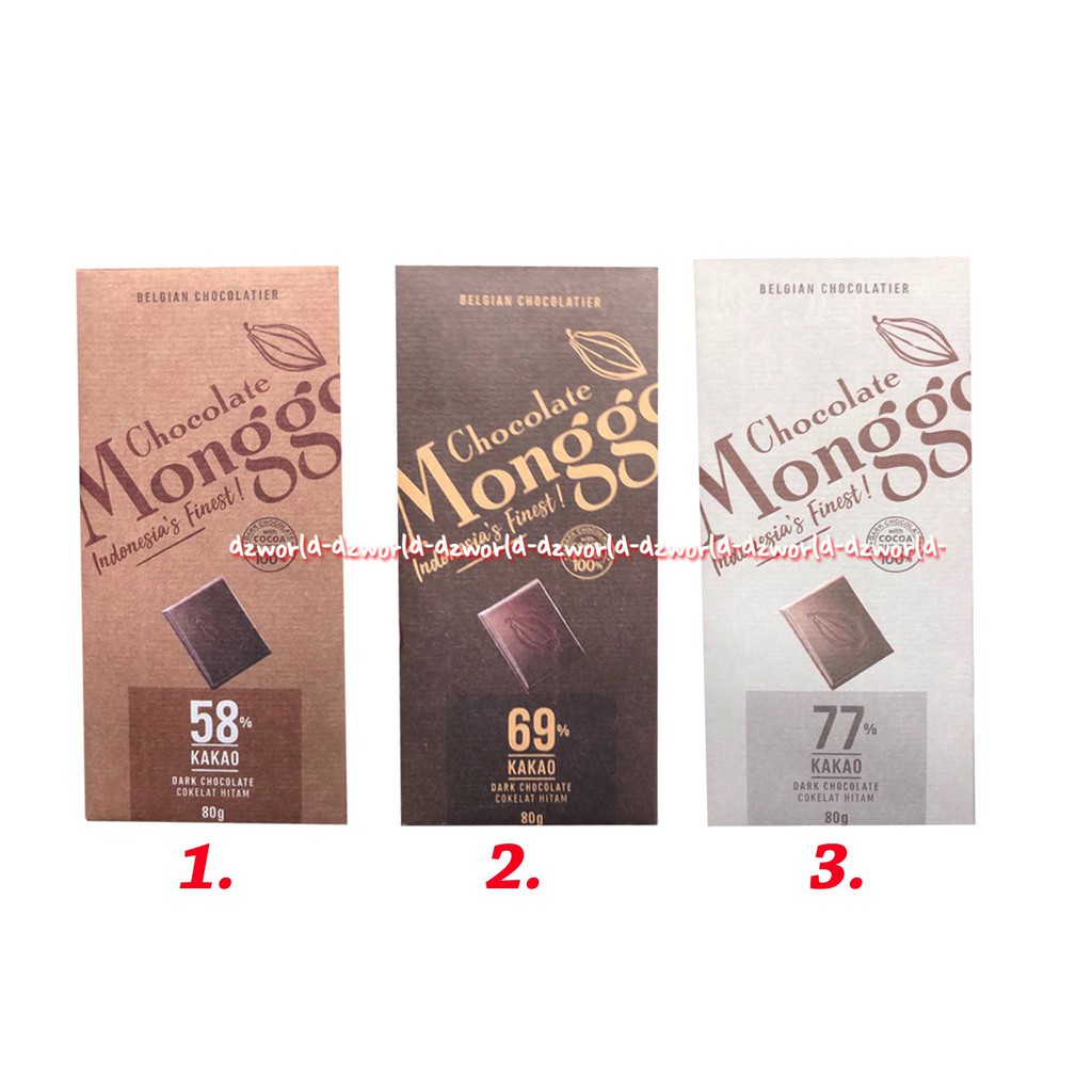 Monggo Extra Fine Chocolate Cocoa Cokelat Tersedia 3 Varian 80gr