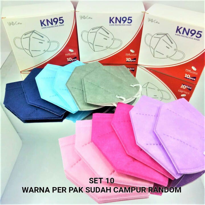 Masker KN95 Warna Hijab 1 BOX ISI 10 N95 Warna Korea Anak Dewasa Medis Masker Hijab