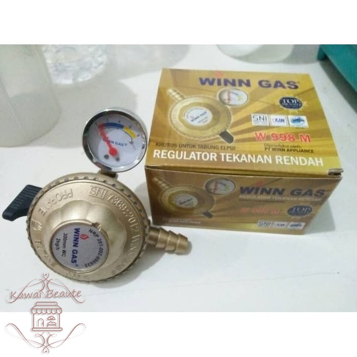 Regulator Winn Gas W-998M Tekanan Rendah + Meteran Selang + Cincin Gas