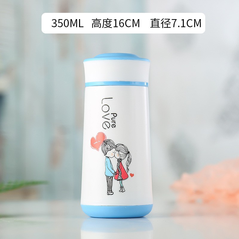 Botol Minum Kaca Motif Kartun Love Tumbler Unik Kemasan Dus