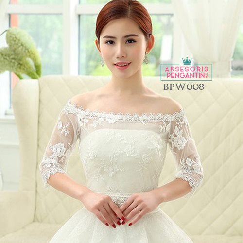 [READY STOCK] AKSESORIS PESTA LACE BROKAT BOLERO PENGANTIN CARDIGAN WEDDING PUTIH BPW008