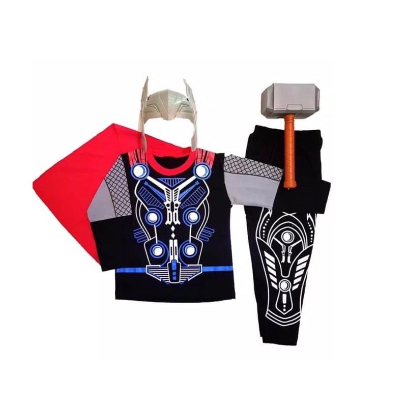 SETELAN ANAK LAKI LAKI KOSTUM SUPERHERO THOR GRATIS TOPENG / BAJU ANAK THOR / BAJU THOR ANAK