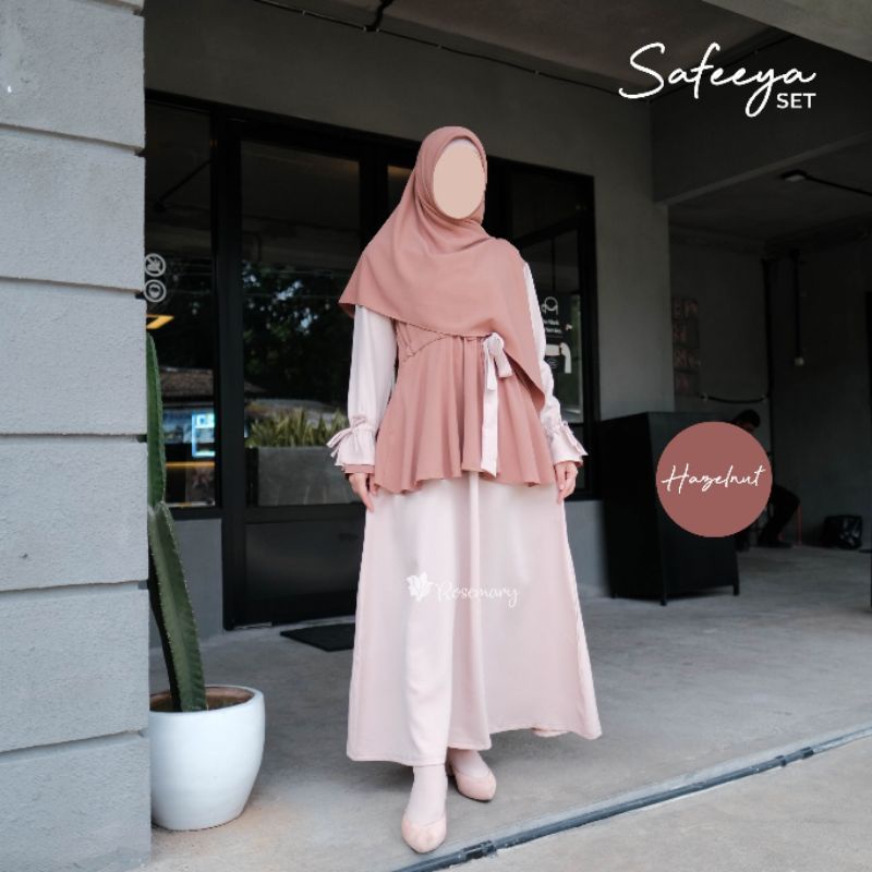 NEW ARRIVAL!! SAFEEYA SET By Rosemarybdg (Gamis+ Khimar) up-Hazelnut