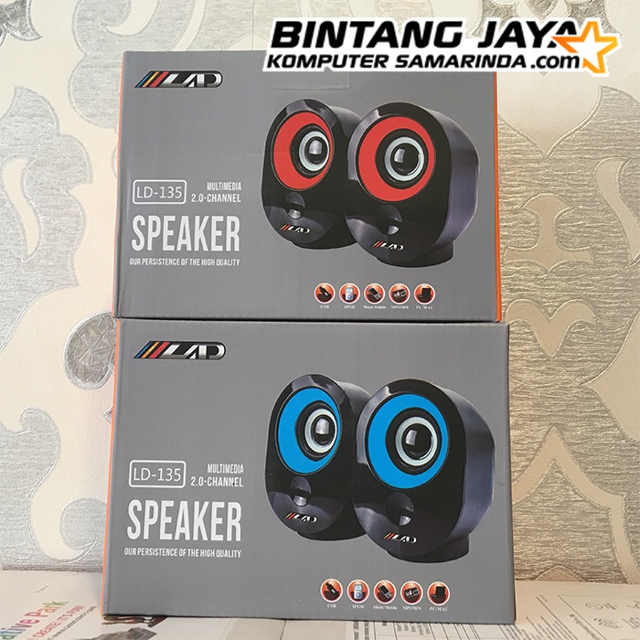 Speaker Multimedia LAD LD-135 2.0 Channel - Biru & Merah